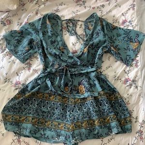 Women’s small Francesca patterned teal romper